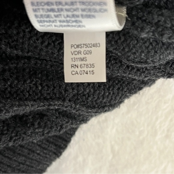 Nautica Women's Charcoal Gray V-neck Cable Knit Sweater Purple Accents Preppy XL - Picture 7 of 9